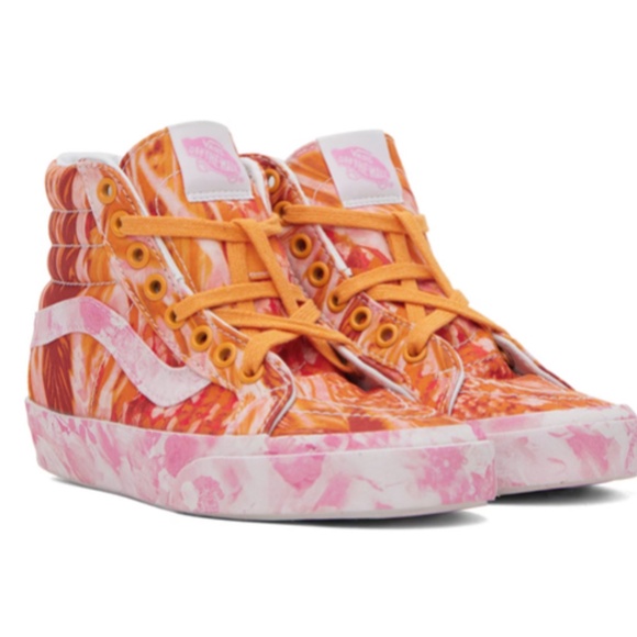 NWT Vans X Collina Strada Sk8 Hi Sneakers, Pink & Orange, Mens Sz 10, Wm Sz 11.5 - Picture 3 of 13